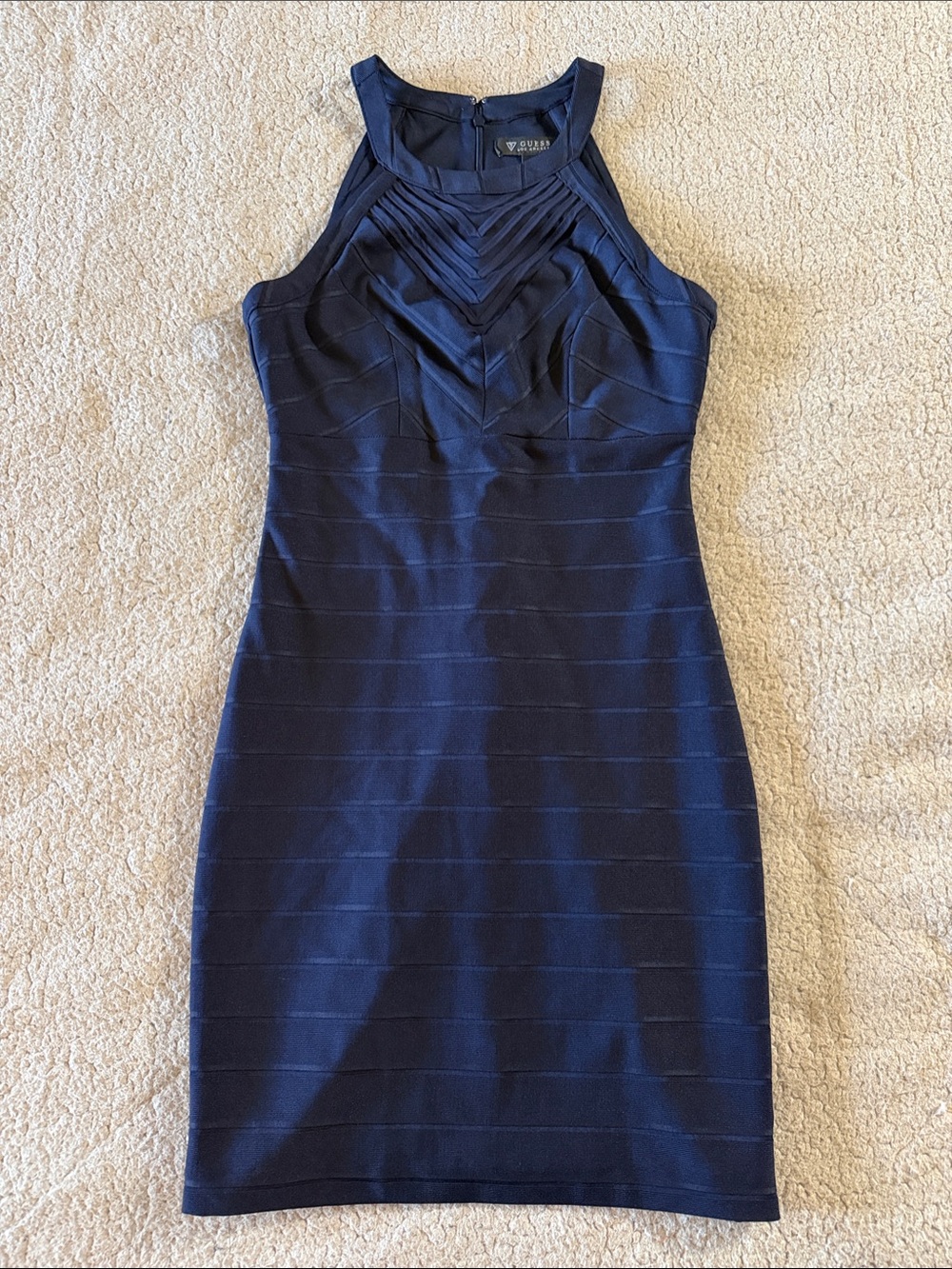 Guess Navy Halter Sheath Bandage Dress Size 2